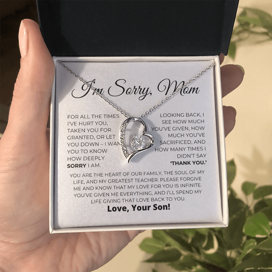 Apology Gift For Mom - Heart Of Our Family - Forever Love Necklace