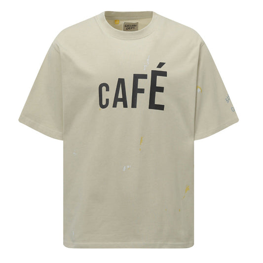 GALLERY DEPT. Men's Natural Paint-Splattered Distressed Printed Cotton-Jersey T-