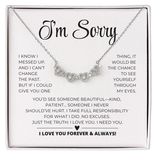 Apology Gift For Her - Magnetic Hearts Necklace