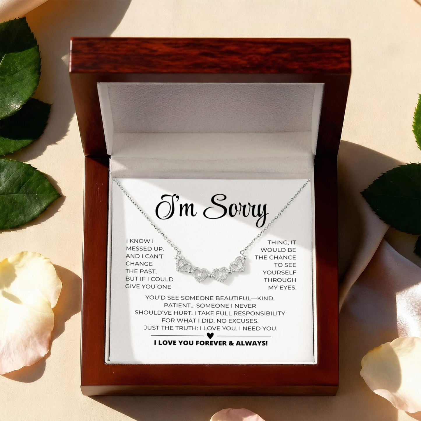 Apology Gift For Her - Magnetic Hearts Necklace