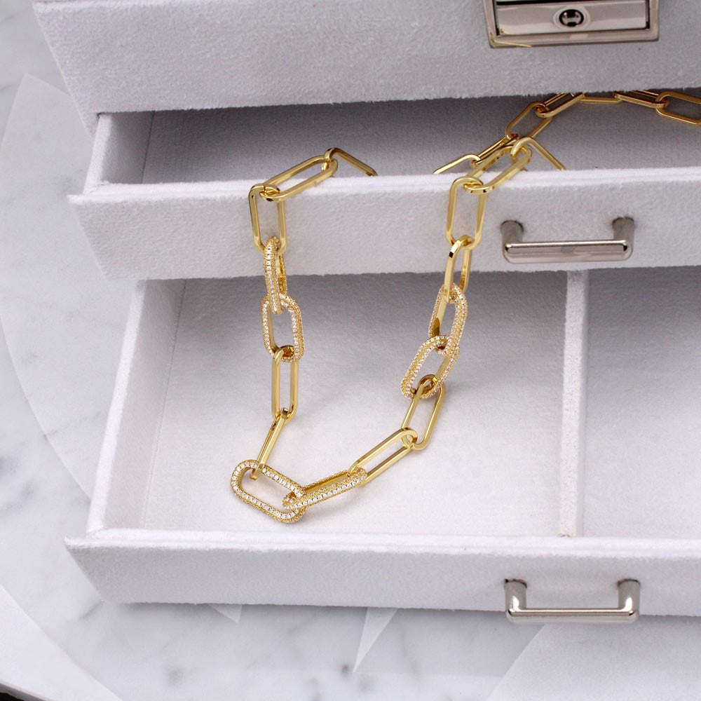 Apology Gift For Her - CZ Paperclip Chain