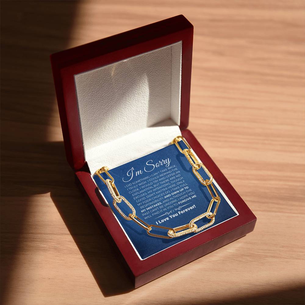 Apology Gift For Her - CZ Paperclip Chain