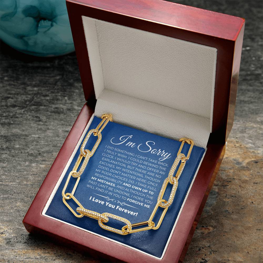Apology Gift For Her - CZ Paperclip Chain