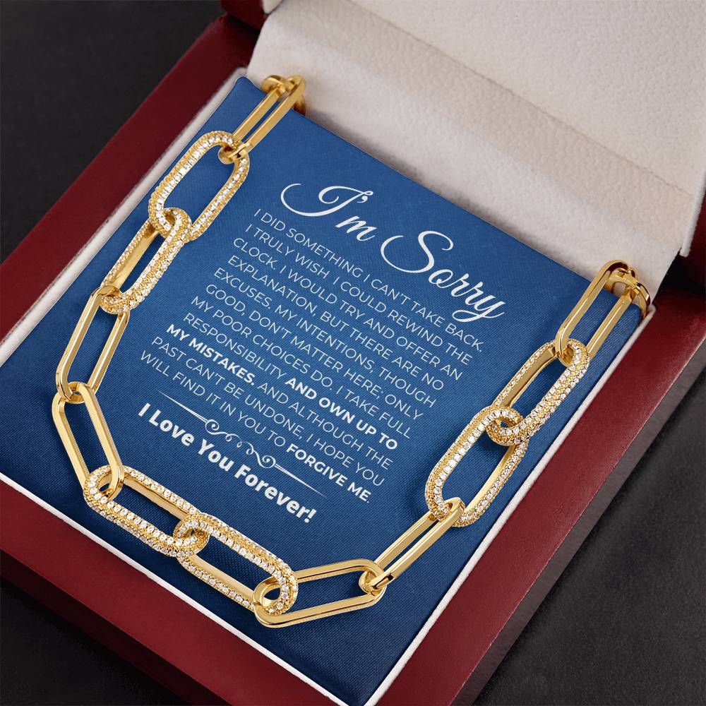 Apology Gift For Her - CZ Paperclip Chain
