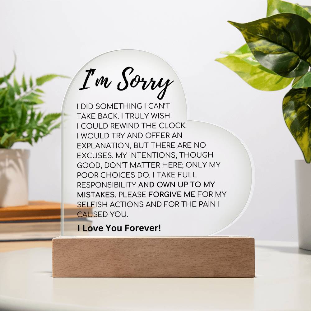 Apology Gift For Her - I Take Full Responsibility - Acrylic Heart Plaque