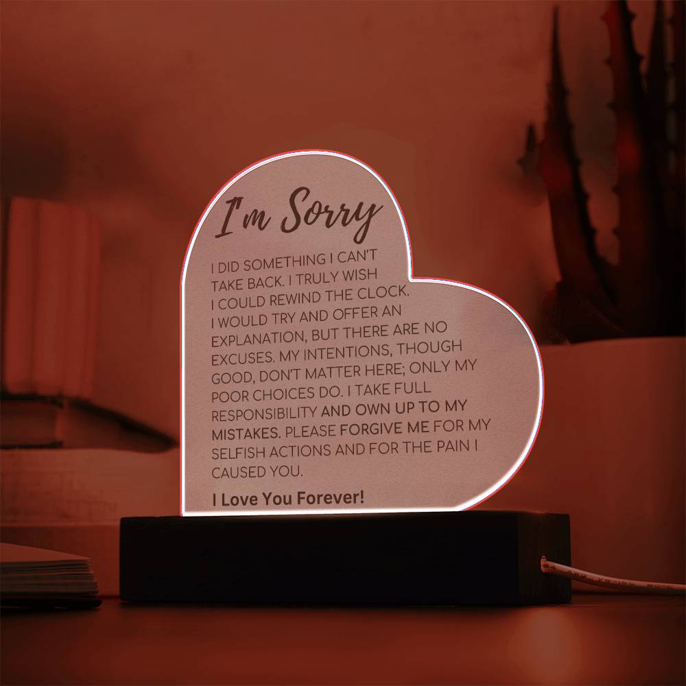 Apology Gift For Her - I Take Full Responsibility - Acrylic Heart Plaque