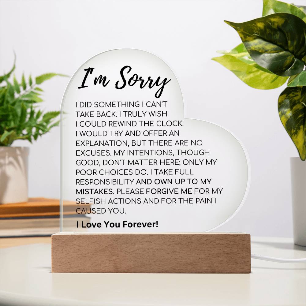 Apology Gift For Her - I Take Full Responsibility - Acrylic Heart Plaque