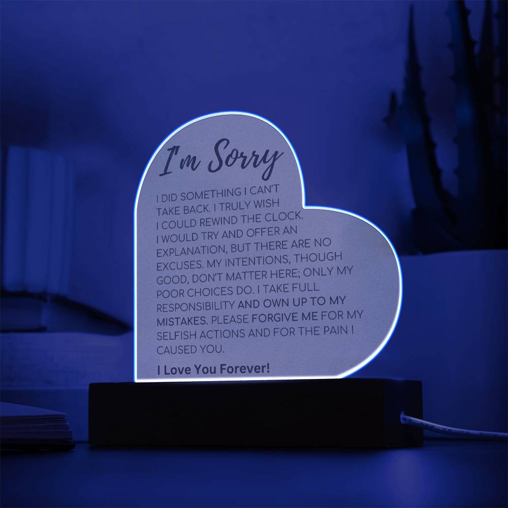 Apology Gift For Her - I Take Full Responsibility - Acrylic Heart Plaque