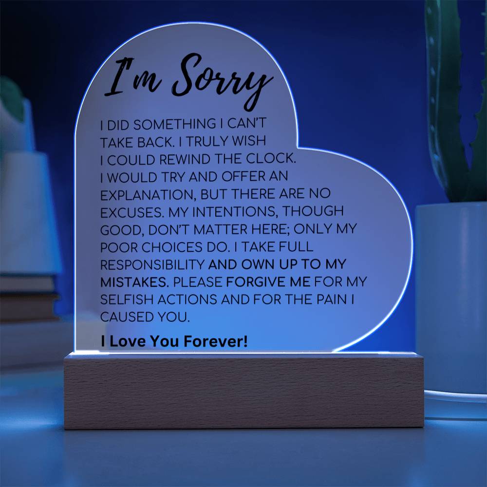 Apology Gift For Her - I Take Full Responsibility - Acrylic Heart Plaque
