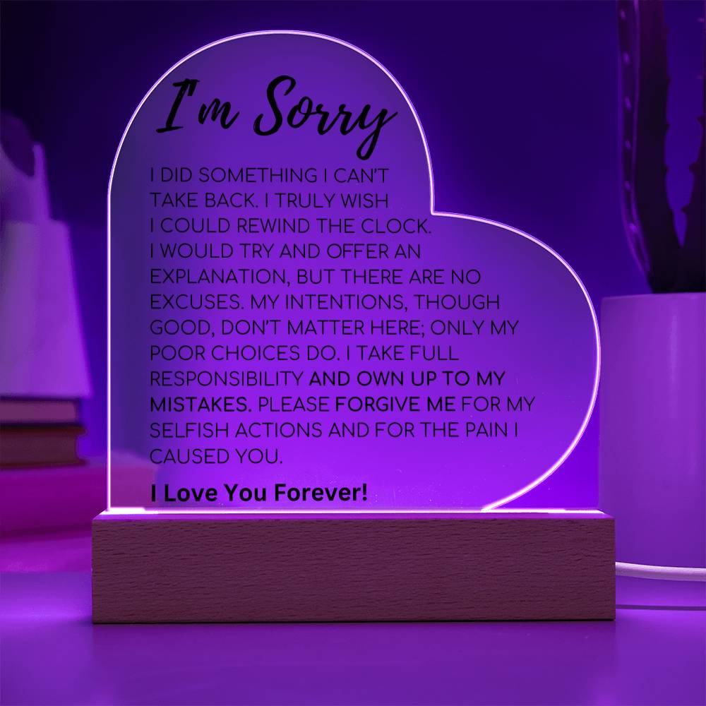 Apology Gift For Her - I Take Full Responsibility - Acrylic Heart Plaque