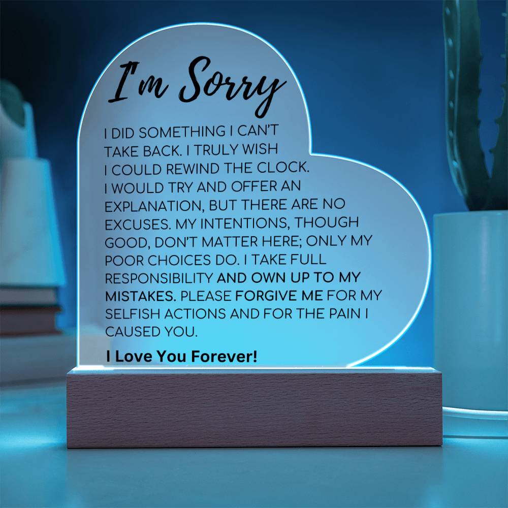 Apology Gift For Her - I Take Full Responsibility - Acrylic Heart Plaque
