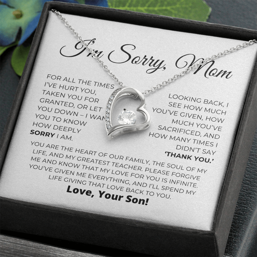 Apology Gift For Mom - Heart Of Our Family - Forever Love Necklace