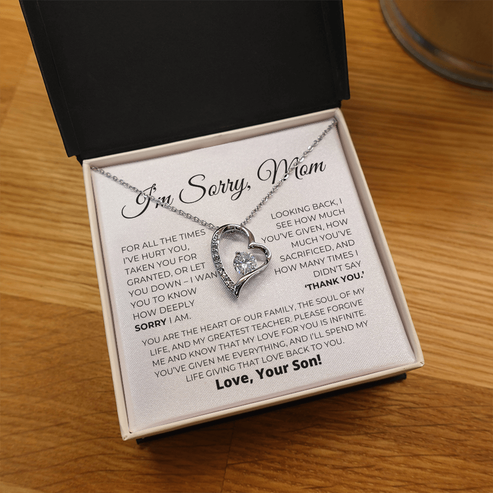 Apology Gift For Mom - Heart Of Our Family - Forever Love Necklace