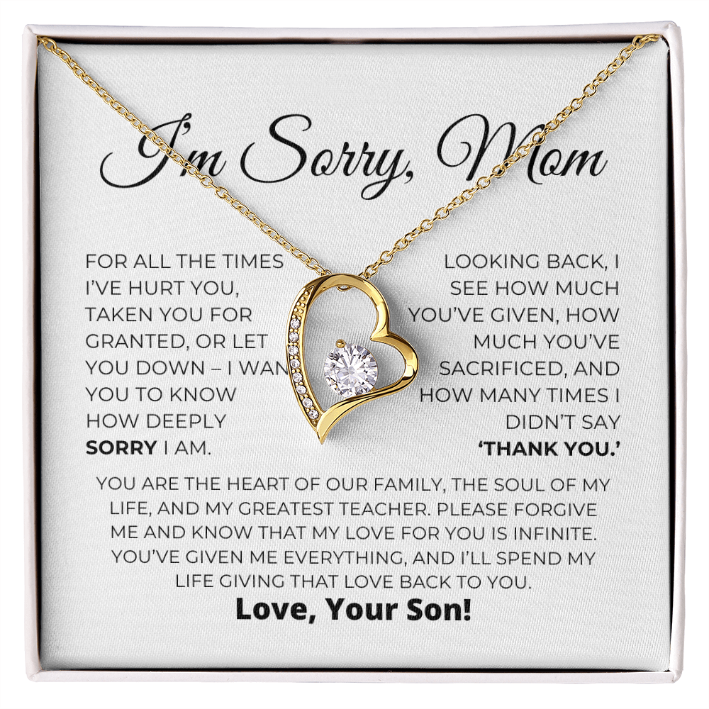 Apology Gift For Mom - Heart Of Our Family - Forever Love Necklace