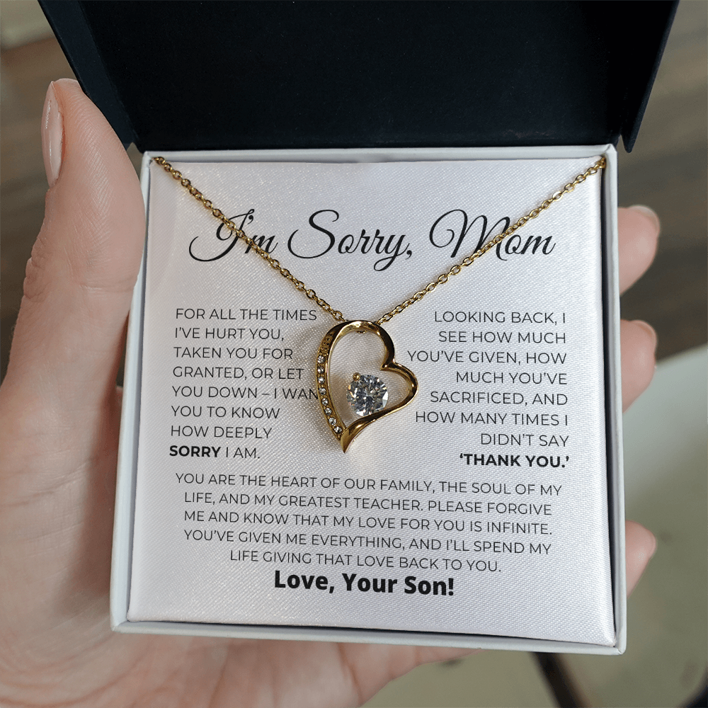 Apology Gift For Mom - Heart Of Our Family - Forever Love Necklace
