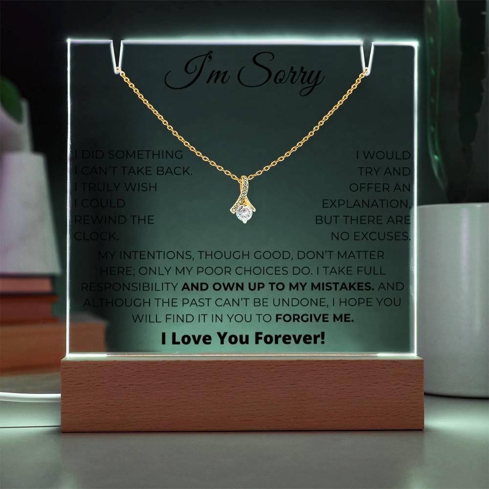 Apology Gift For Her - Acrylic Plaque with Alluring Beauty Necklace